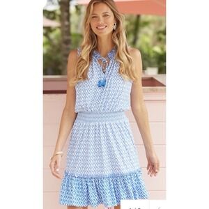 Cabana Life Seaside Smocked Waist Sleeveless Ruffle Sundress Size Small C15